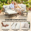 Set 5 Pezzi da Giardino Modulabile con Divano a L Tavolino e Cuscini in Rattan Cachi      