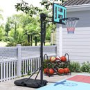 Canestro Basket da Esterno Regolabile 146-236 cm con Ruote e Base Riempibile Nero   