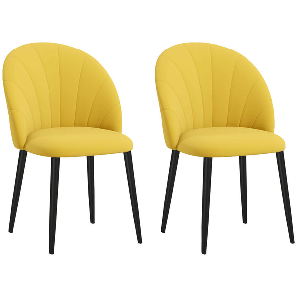 acquista Set 2 Sedie Design Nordico 52x54x79 cm Tessuto Effetto Velluto Giallo