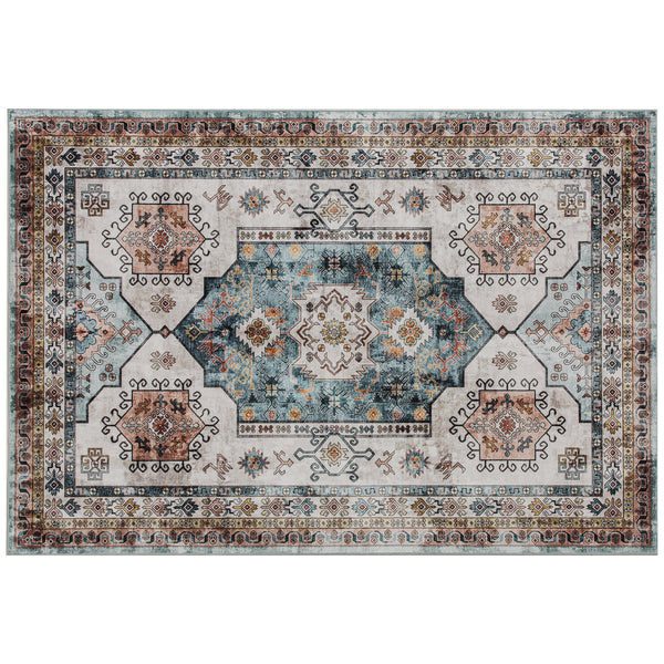 prezzo Tappeto Vintage Antiscivolo e Lavabile 230x160 cm a Pelo Corto in Effetto Cashmere Multicolore