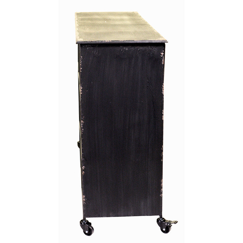Cassettiera in Ferro 12 Cassetti e Ruote 127x39,5x92cm Iron Nera