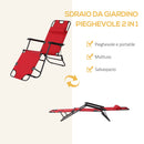 Sedia Sdraio Pieghevole 135x60x89 cm in Tessuto Oxford Rosso
