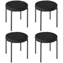 Set 4 Sgabelli Rotondi Ø41,5x46 cm in Tessuto Effetto Velluto Nero  
