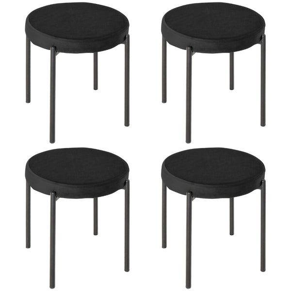 Set 4 Sgabelli Rotondi Ø41,5x46 cm in Tessuto Effetto Velluto Nero acquista