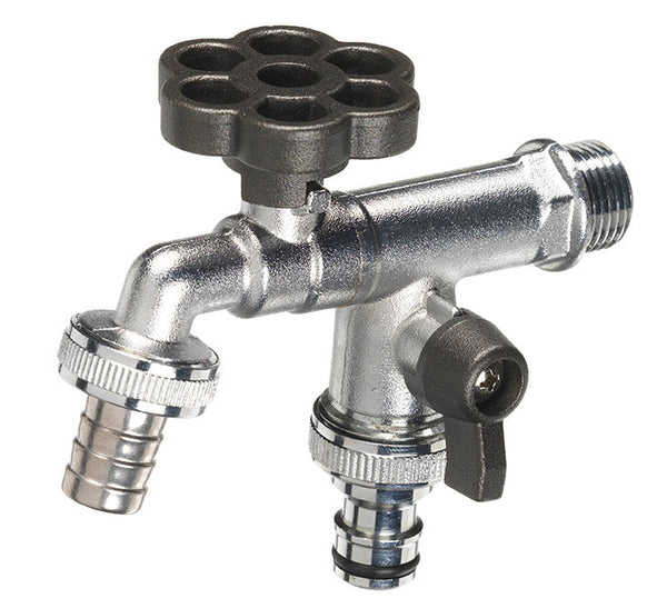 Robinet à bille double pour fontaine de jardin avec fleur et levier coloré Belfer RUB/030 Anthracite online