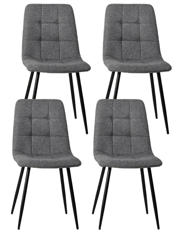 Set 4 Sedie 55x44xH81 cm in Tessuto e Metallo Alma Grigio Chiaro prezzo