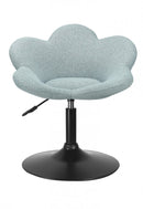 Set 2 Poltroncine da Soggiorno 69x55x69/81 cm in Schiuma Poliuretanica Fleur Nero-Acquamarina