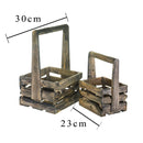 Set di 2 Cassetta in Legno con manico centrale Altezza 44,5 cm