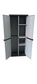 Armadio Portascope da Esterno 68x40x165 cm 2 Ante 4 Ripiani in Resina Grigio    