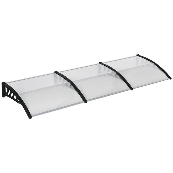 Tettoia in Policarbonato e Alluminio per Balconi 303x96x27 cm Finestre e Porte Nero e Trasparente sconto