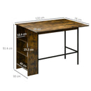 Bancone Bar Pieghevole con Scaffale a 3 Ripiani 120x76x91,4 cm Stile Industriale Marrone e Nero