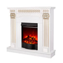 Camino Elettrico da Pavimento 102x110x30 cm Effetto Fiamma 1600W Calisto & Corsica Bianco