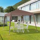 Gazebo Pieghevole da Giardino  con Struttura  Antivento 2,4x2,4m in Acciaio e Corde Caffè