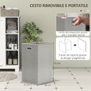 Mobile Bagno Portabiancheria 60x38x86 cm con Cesto Rimovibile Bianco   