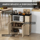 Carrello da Cucina con Ripiano 2 Ante 75x40x80,5 cm in Truciolato Rovere e Nero
