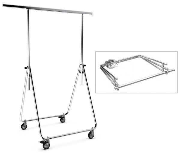 Portemanteau Extensible Pliant 85/130x70x95/160 en Acier Chromé avec Roulettes prezzo