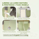 Albero per Gatti 60x50x206A cm con 4 Pali Graffiatoi Cesti Amache per 1-3 Gatti 6 kg in Peluche e Sisal Grigio Chiaro      