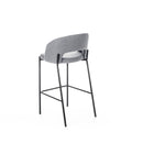Set 2 Sgabelli 50x52xH89 cm in Tessuto Greta Grigio Chiaro e Nero