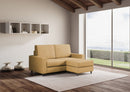 Divano 2 Posti con Pouf 148x155x85 cm Sakar in Tessuto Ocra