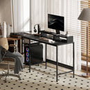 Scrivania Moderna con Supporto per Monitor e Ripiani a Giorno Regolabili 120x48x85,5 cm in Legno e Acciaio Nero 