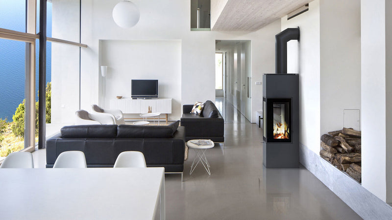 Stufa a Legna 5,5/10KW in Acciaio Flig Stanton Plus Nera