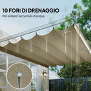 Copertura per Gazebo Pergola 4x3 m con 10 Fori di Drenaggio in Poliestere Traspirante Beige