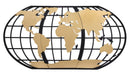 Pannello World Glam 133x3,5x70 cm in Ferro Nero e Oro