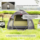 Tenda a Tunnel Impermeabile 330x190x120 cm per 2-4 Persone con Finestre Laterali e Gancio Nero  