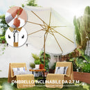 Ombrellone da Giardino Rotondo Ø270x240 cm con Manovella in Metallo e Poliestere Beige      