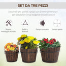 Set 3 Vasi da Giardino per Piante e Fiori in Legno Carbonizzato