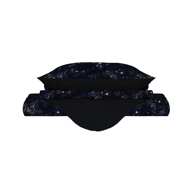 sconto Housse de couette avec taies d'oreiller imprimées en microfibre Orion Différentes tailles