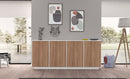Credenza 4 Ante 180,1x41,4x86 cm Bloom Bianco Lucido e Noce