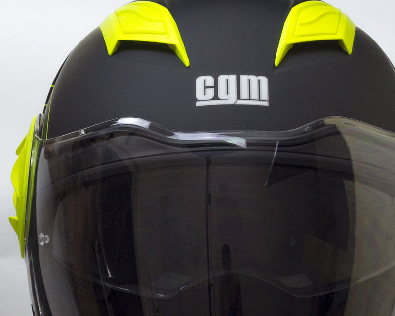Casco Jet per Scooter Visiera Lunga CGM Dixon 129S Giallo Fluo Opaco Varie Misure