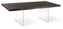 Tavolo Fisso 160x90x76 cm Gambe in Vetro con Top in Rovere Termocotto