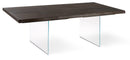 Tavolo Fisso 160x90x76 cm Gambe in Vetro con Top in Rovere Termocotto