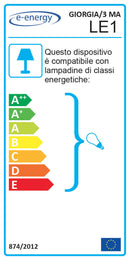 Lampadario 3xE14 Montatura Marrone-Ramato Vetro Paglierino E-Energy Giorgia