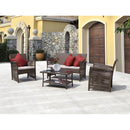 Set Salotto da Giardino Divano + 2 Poltrone + Tavolino Cordova Moka