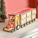 Calendario Avvento di Natale a forma di Treno 40x8x11 cm con Luce LED in Compensato