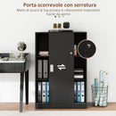 Armadietto da Ufficio 80x40x120 cm Ante Scorrevoli con 2 Chiavi di Sicurezza Nero  