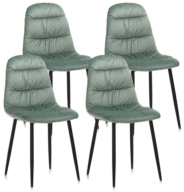 prezzo Lot de 4 Chaises 44x40x90 cm en Velours Aquamarine