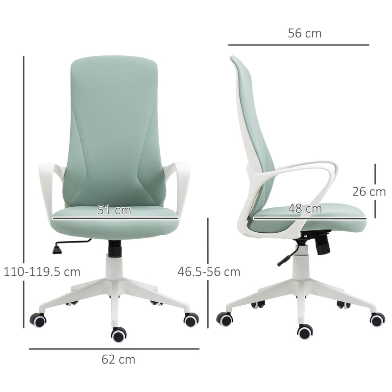 Sedia da Ufficio Ergonomica e Imbottita 62x56x110-119,5 cm Funzione Dondolo in Poliestere Verde  