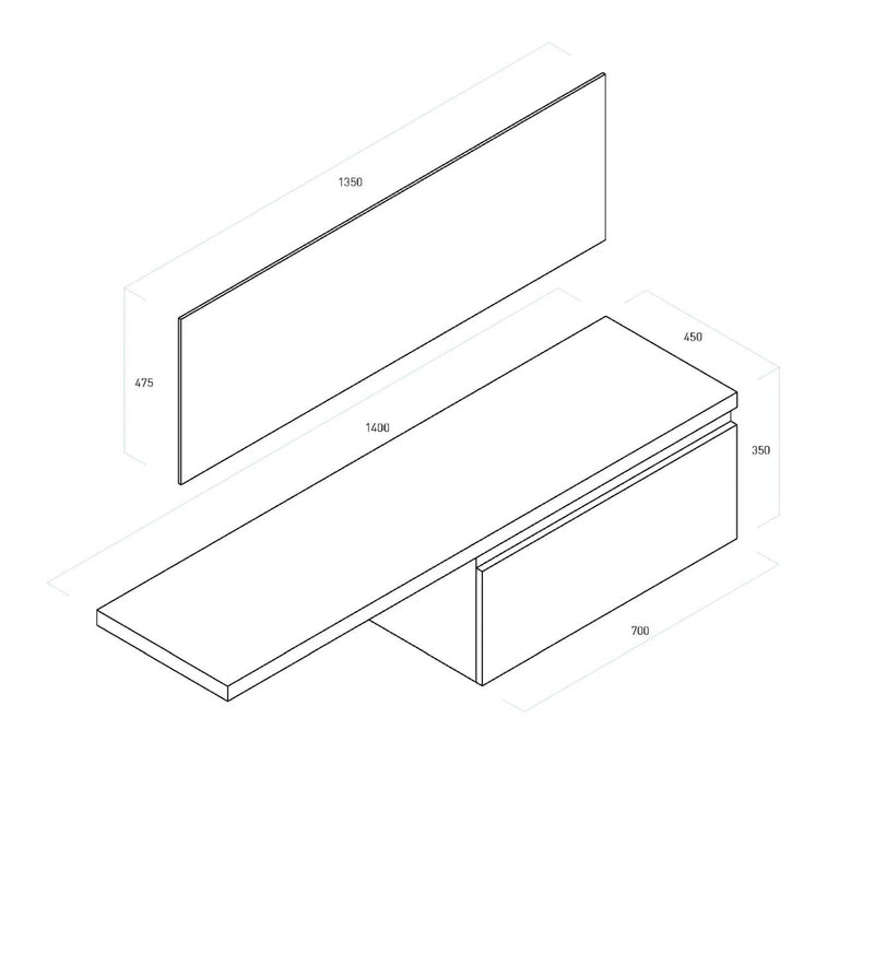Mobile Bagno Sospeso 142cm TFT Ibiza Tabacco Scuro