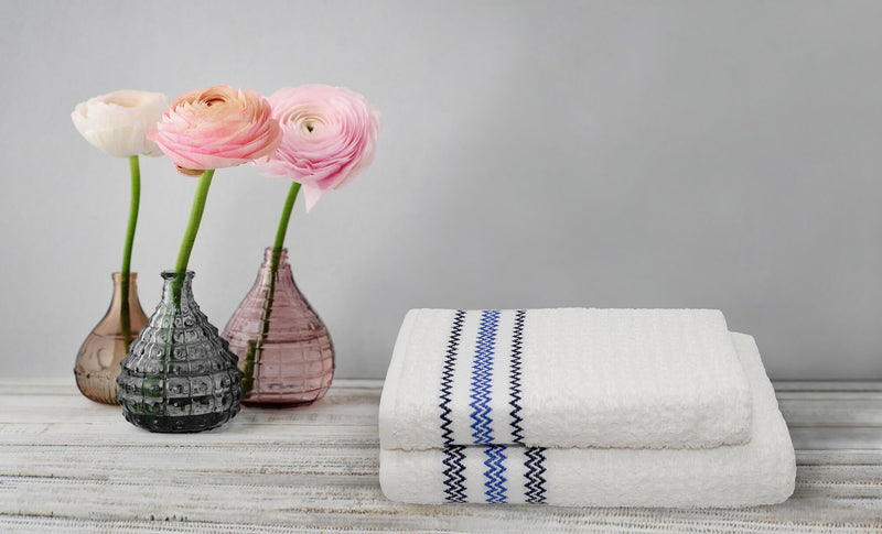 Set Spugna Asciugamani Ospite + Salvietta Kate ZigZag Blu Scuro e Royal