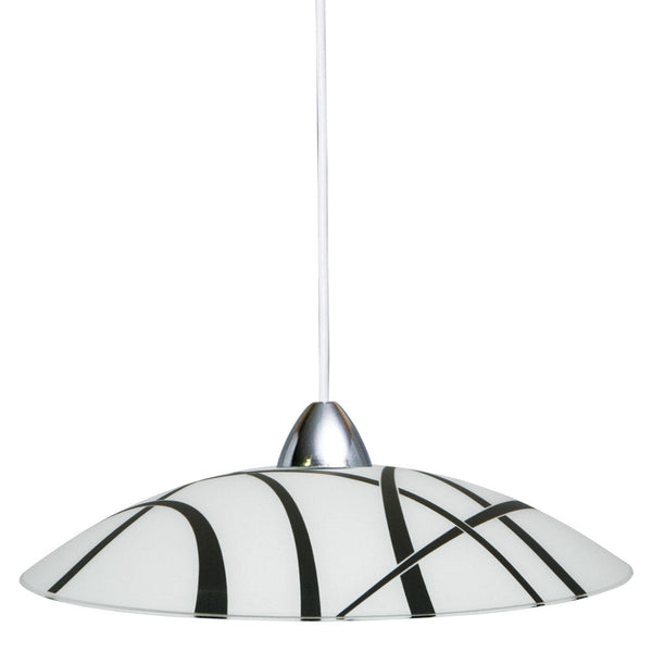sconto Suspension D50 1xE27 Cadre Blanc-Chrome Plaque Verre Blanc-Noir E-Energy Dario