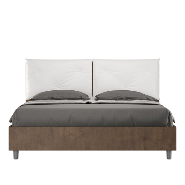 acquista Letto Matrimoniale Struttura Noce con Cuscini in Similpelle Egos Appia Bianco Varie Misure