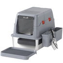 Lettiera Gatto Chiusa 3 in 1 Grande 49 L 58x37,5x39 cm con Coperchio Paletta Pedana e 2 Contenitori in Acciaio Inox Grigio      