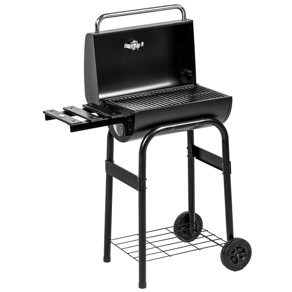 Barbecue a Carbone con Coperchio Termometro e Camino 83x46,5x115 cm in Metallo Nero online