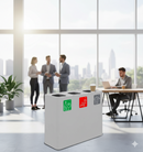 Pattumiera Sistema di Raccolta Rifiuti 90x30xh80 cm In Acciaio Verniciato 3 Scomparti Bianco