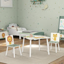 Set Tavolino e 2 Sedie per Bambini 3-8 Anni in MDF Fantasia con Animali Verde      
