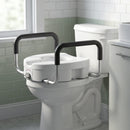 Rialzo WC per Anziani con Maniglie Antiscivolo Larghezza Regolabile Capacità 136kg in HDPE Bianco      
